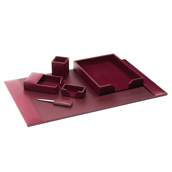 Dacasso Burgundy 6-Piece Leather Desk Set, Bonded Leather DF-5201 - main